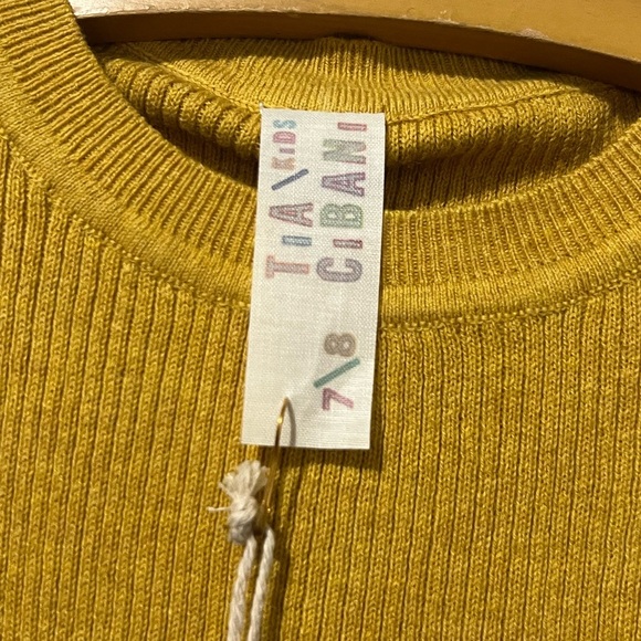 Tia Cibani Marigold Ribbed Short Sleeve Sweater Girls Size 7/8 Mustard Yellow - Picture 3 of 5